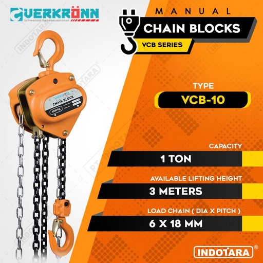 [EZM.1010232] Manual Chain Block 1 Ton Verkronn VCB-10