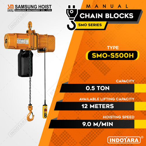 [EZM.1010255] Electric Chain Hoist Samsung 0.5 Ton SMO-S500H High Speed - 12 Meter