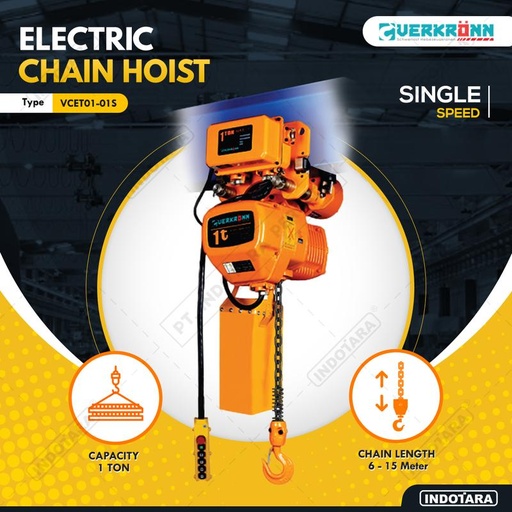 [EZM.1010260] Electric Chain Hoist Verkronn 1 Ton Single Speed VCET01-01S - Monorail Type