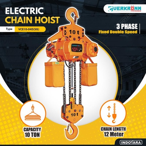 [EZM.1010262] Electric Chain Hoist 3 Phase Double Speed 10 Ton Verkronn VCE10-04D