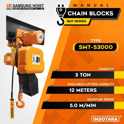 [EZM.1010340] Electric Chain Hoist Samsung With Trolley Series SMT-S3000 x 12 M