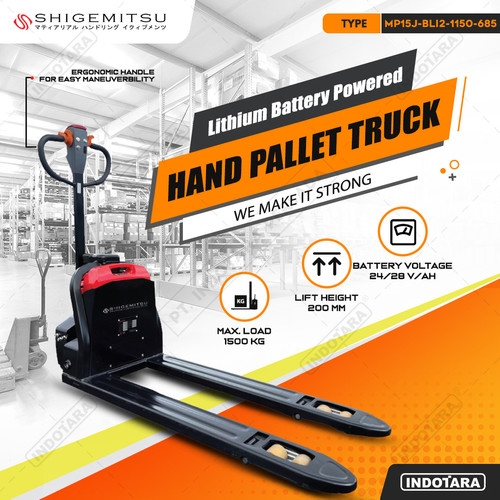 [EZM.1010384] Shigemitsu Electric Hand Pallet 1.5Ton MP15J-BLI2-1150-685