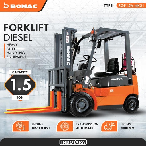 [EZM.1010414] Bomac Forklift Gasoline Dan LPG 1.5 Ton - RGP15A-NK21