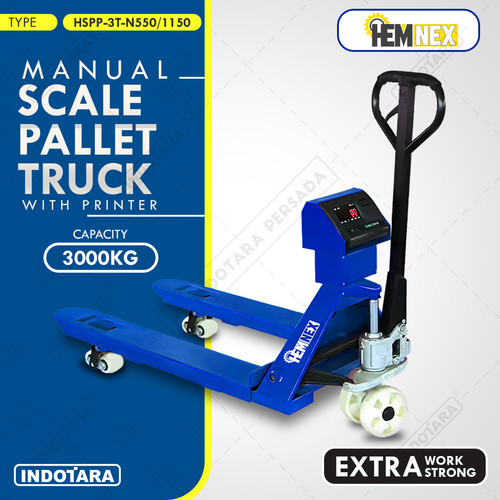 [EZM.1010417] Hand Pallet Timbangan / Scale Pallet Dengan Printer 3 Ton Hemnex HSPP-3T-N550/1150