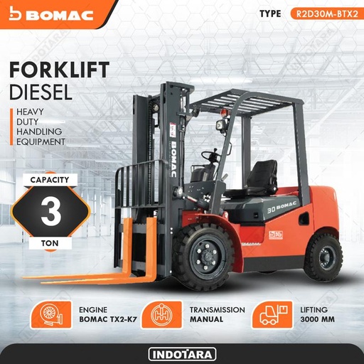 [EZM.1010432] Bomac Forklift Diesel 3 Ton - R2D30M-BTX2