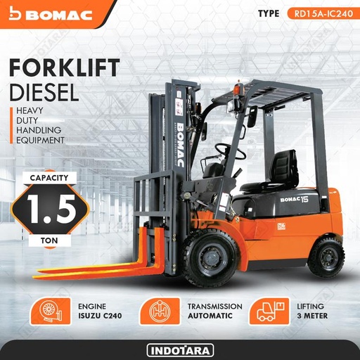 [EZM.1010433] Bomac Forklift Diesel 1.5 Ton - RD15A-IC240