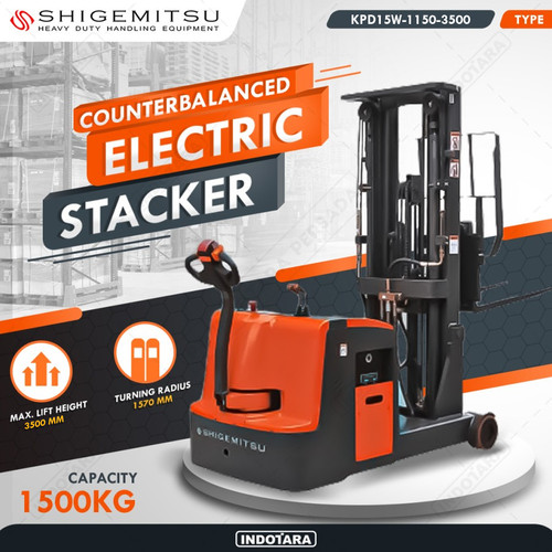 [EZM.1010500] Shigemitsu Counterbalanced Electric Stacker KPD15W-1150-3500