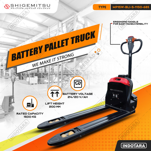 [EZM.1010501] Shigemitsu Electric Hand Pallet 1.5Ton MP15W-BLI-S-1150-685