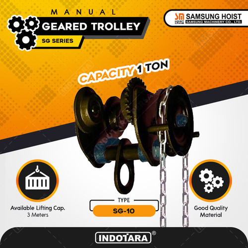 [EZM.1010507] Manual Geared Trolley Troli Katrol Manual 1 Ton Samsung SG-10 3 Meter