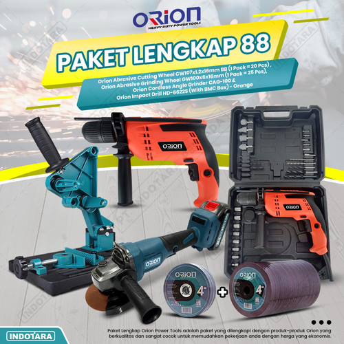 [EZM.1010542] Paket Lengkap 88 - Gerinda Tangan CAG100 - Mesin Bor Tangan HD6622S