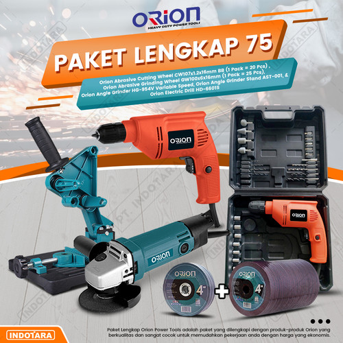 [EZM.1010560] Paket Lengkap 75 - Gerinda Tangan HG954V - Mesin Bor Tangan HD6601S