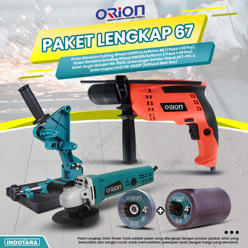 [EZM.1010577] Paket Lengkap 67 - Gerinda Tangan HG9523 - Mesin Bor Tangan HD6622P