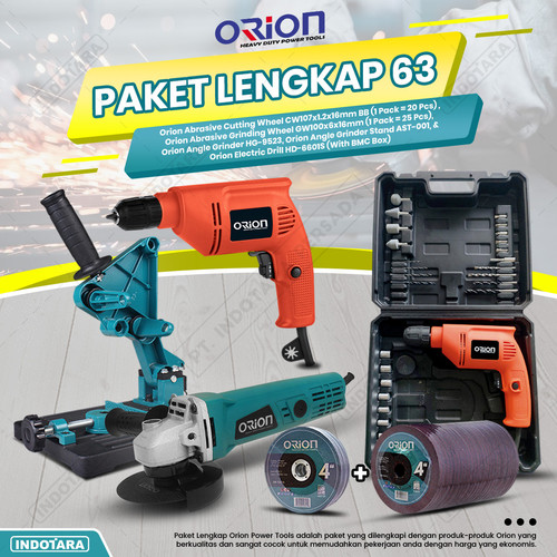 [EZM.1010581] Paket Lengkap 63 - Gerinda Tangan HG9523 - Mesin Bor Tangan HD6601S