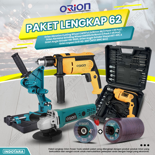 [EZM.1010582] Paket Lengkap 62 - Gerinda Tangan HG9523 - Mesin Bor Tangan HD6617
