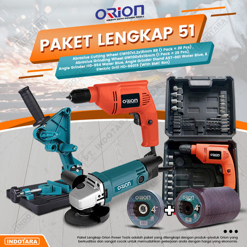 [EZM.1010596] Paket Lengkap 51 - Gerinda Tangan HG954 - Mesin Bor Tangan HD6601S
