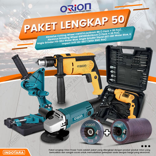 [EZM.1010597] Paket Lengkap 50 - Gerinda Tangan HG954 - Mesin Bor Tangan HD6617