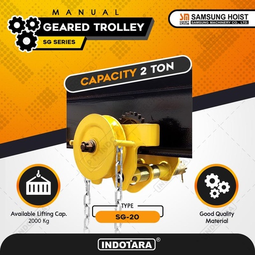 [EZM.1010602] Manual Geared Trolley Troli Katrol Manual 20 Ton Samsung SG-20 - 26 Meter
