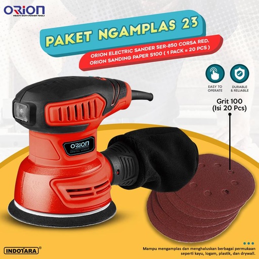 [EZM.1010604] Paket Ngamplas 22-24 - Orion Electric Round Sander SER-850 - Corsa Red