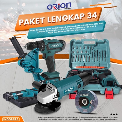 [EZM.1010626] Paket Lengkap 34 - Gerinda Tangan HG954V - Mesin Bor Tangan CD2100B