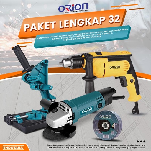 [EZM.1010628] Paket Lengkap 32 - Gerinda Tangan HG954V - Mesin Bor Tangan HD6617P