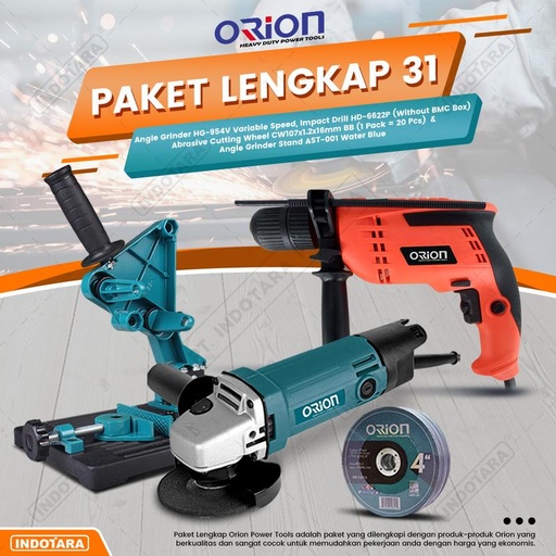 [EZM.1010629] Paket Lengkap 31 - Gerinda Tangan HG954V - Mesin Bor Tangan HD6622P