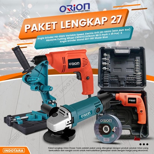 [EZM.1010632] Paket Lengkap 27 - Gerinda Tangan HG954V - Mesin Bor Tangan HD6601S