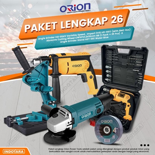 [EZM.1010633] Paket Lengkap 26 - Gerinda Tangan HG954V - Mesin Bor Tangan HD6617
