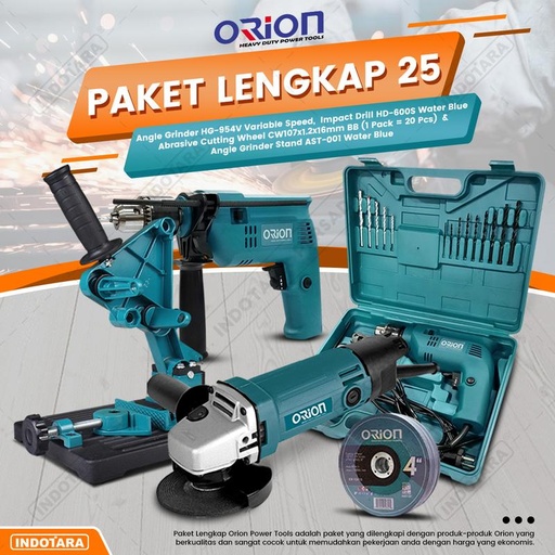 [EZM.1010634] Paket Lengkap 25 - Gerinda Tangan HG954V - Mesin Bor Tangan HD600S