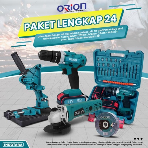 [EZM.1010635] Paket Lengkap 24 - Gerinda Tangan HG9523 - Mesin Bor Tangan CD2100V
