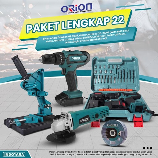 [EZM.1010637] Paket Lengkap 22 - Gerinda Tangan HG9523 - Mesin Bor Tangan CD2100B