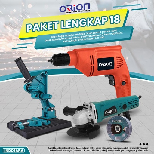 [EZM.1010641] Paket Lengkap 18 - Gerinda Tangan HG9523 - Mesin Bor Tangan HD6601