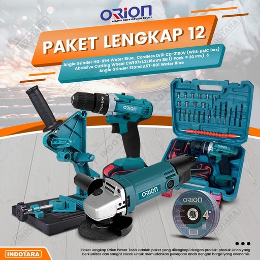 [EZM.1010655] Paket Lengkap 12 - Gerinda Tangan HG954 - Mesin Bor Tangan CD2100V