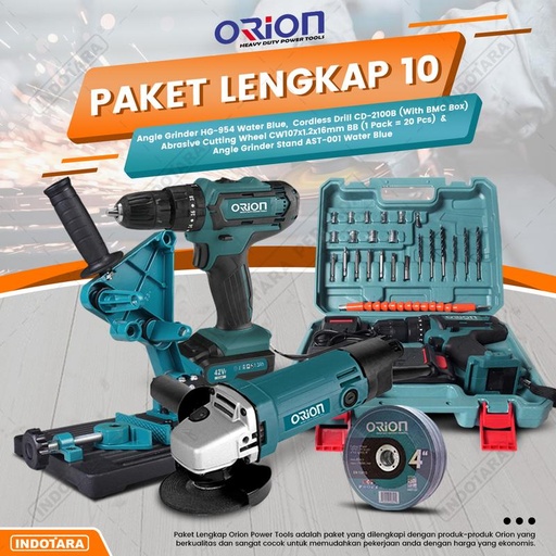 [EZM.1010657] Paket Lengkap 10 - Gerinda Tangan HG954 - Mesin Bor Tangan CD2100B
