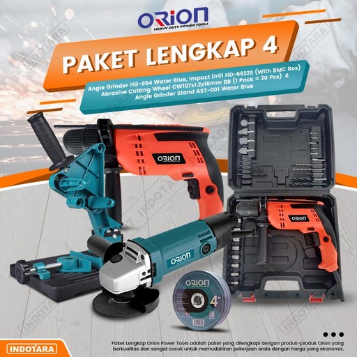 [EZM.1010663] Paket Lengkap 4 - Gerinda Tangan HG954 - Mesin Bor Tangan HD6622S