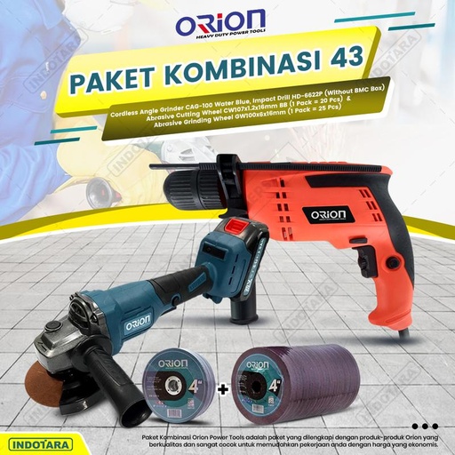 [EZM.1010687] Paket Kombinasi 43 - Gerinda Tangan CAG100 - Mesin Bor Tangan HD6622P