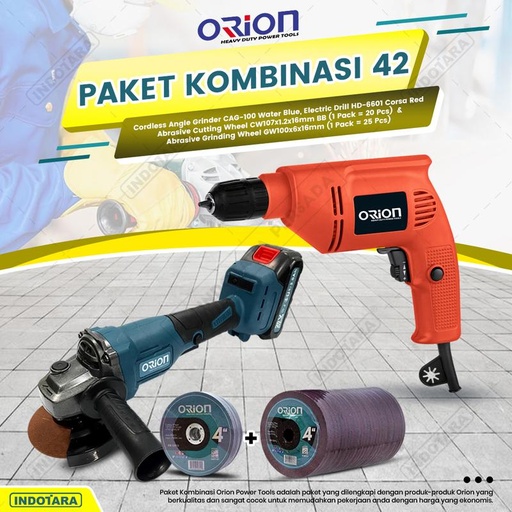 [EZM.1010688] Paket Kombinasi 42 - Gerinda Tangan CAG100 - Mesin Bor Tangan HD6601