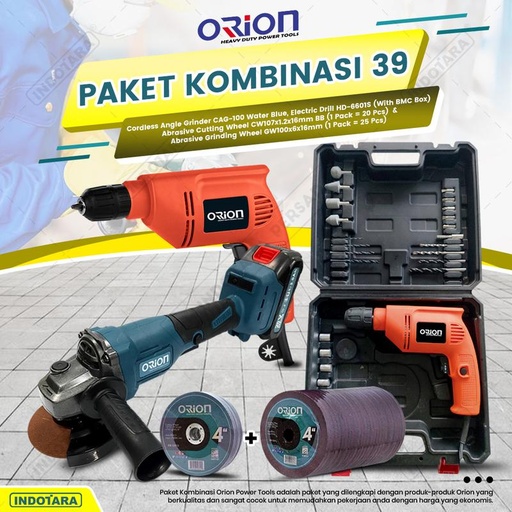 [EZM.1010691] Paket Kombinasi 39 - Gerinda Tangan CAG100 - Mesin Bor Tangan HD6601S