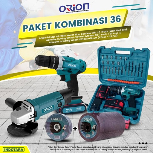 [EZM.1010702] Paket Kombinasi 36 - Gerinda Tangan HG954V - Mesin Bor Tangan CD2100V