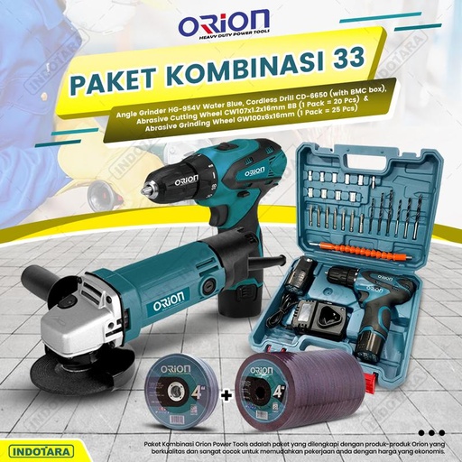 [EZM.1010704] Paket Kombinasi 33 - Gerinda Tangan HG954V - Mesin Bor Tangan CD6650