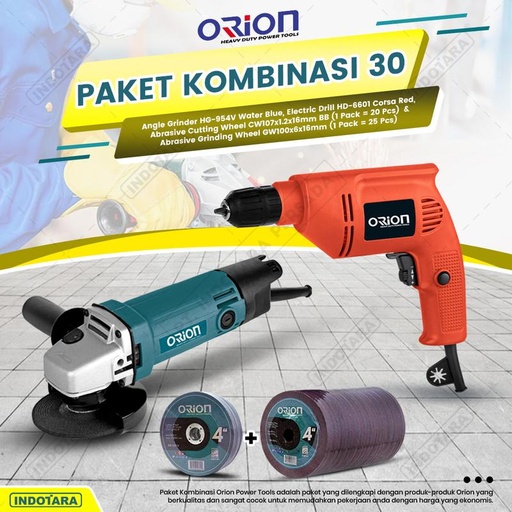 [EZM.1010707] Paket Kombinasi 30 - Gerinda Tangan HG954V - Mesin Bor Tangan HD6601