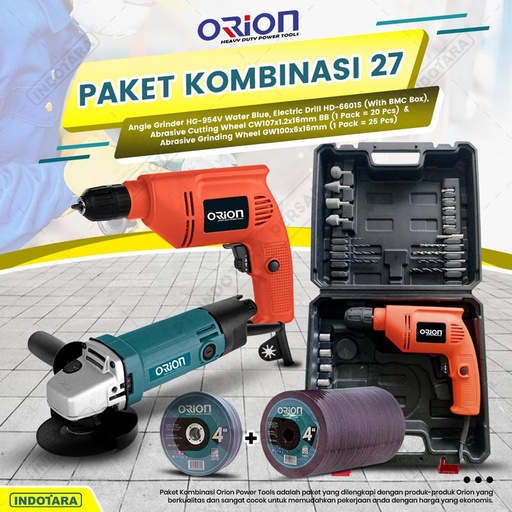 [EZM.1010710] Paket Kombinasi 27 - Gerinda Tangan HG954V - Mesin Bor Tangan HD6601S