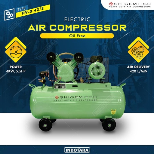 [EZM.1010720] Kompresor Angin Listrik 5.5HP / 8 BAR 125L Shigemitsu - OIL FREE