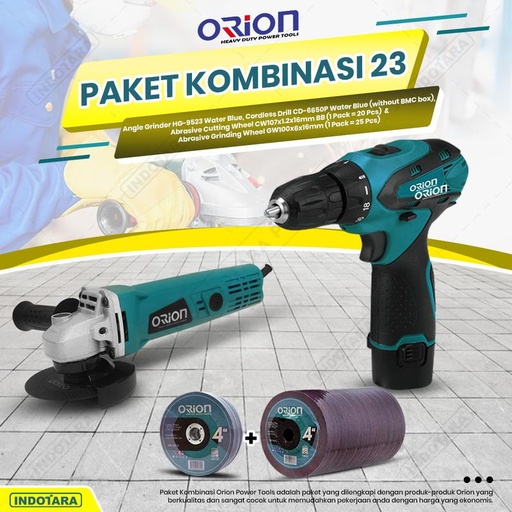 [EZM.1010747] Paket Kombinasi 23 - Gerinda Tangan HG9523 - Mesin Bor Tangan CD6650P