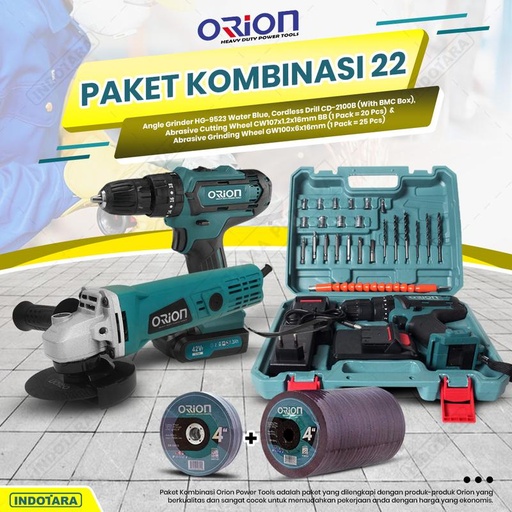 [EZM.1010748] Paket Kombinasi 22 - Gerinda Tangan HG9523 - Mesin Bor Tangan CD2100B