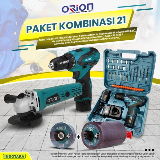 [EZM.1010750] Paket Kombinasi 21 - Gerinda Tangan HG9523 - Mesin Bor Tangan CD6650