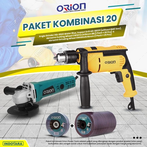 [EZM.1010751] Paket Kombinasi 20 - Gerinda Tangan HG9523 - Mesin Bor Tangan HD6617P