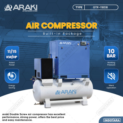 [EZM.1010754] Araki Air Compressor Systems Built-in Package 11KW/15HP - 15KW/20HP 10Bar 11BDB