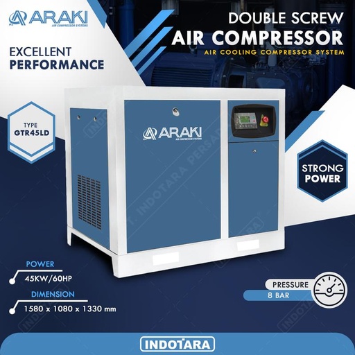 [EZM.1010758] Araki Heavy Duty Screw Compressor 160KW/210HP 13Bar GTR45LD