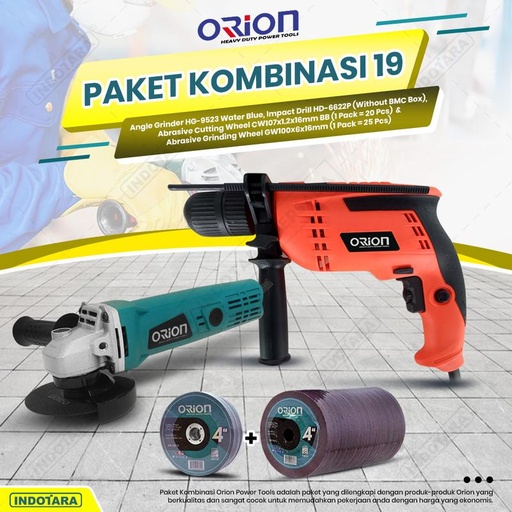 [EZM.1010763] Paket Kombinasi 19 - Gerinda Tangan HG9523 - Mesin Bor Tangan HD6622P