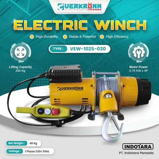 [EZM.1010774] Verkronn Electric Winch Tipe VEW-1025-030 Kapasitas 250 Kg